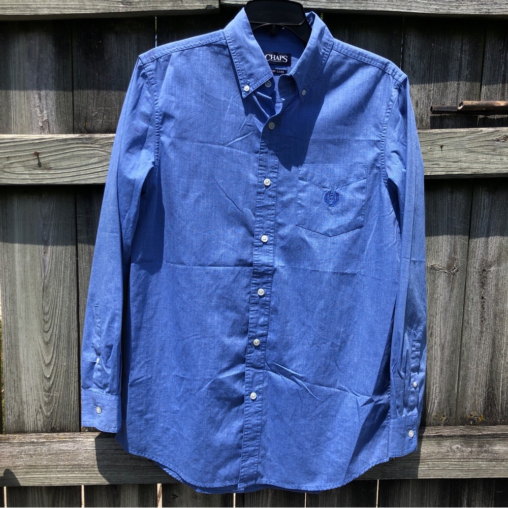 Chaps Blue Long Sleeve Button Up Dress Shirt